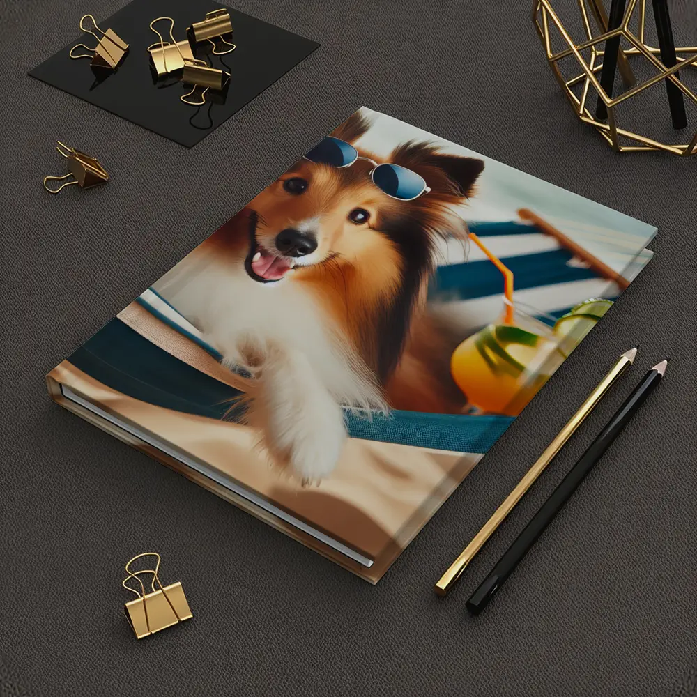 Shetland Sheepdog Relaxing on Beach Hammock – Notebooks