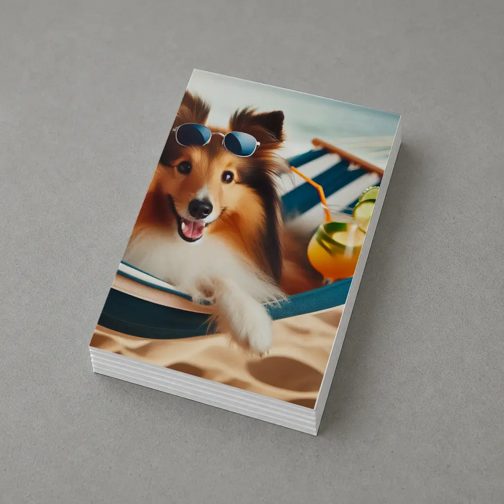 Shetland Sheepdog Relaxing on Beach Hammock – Postcards