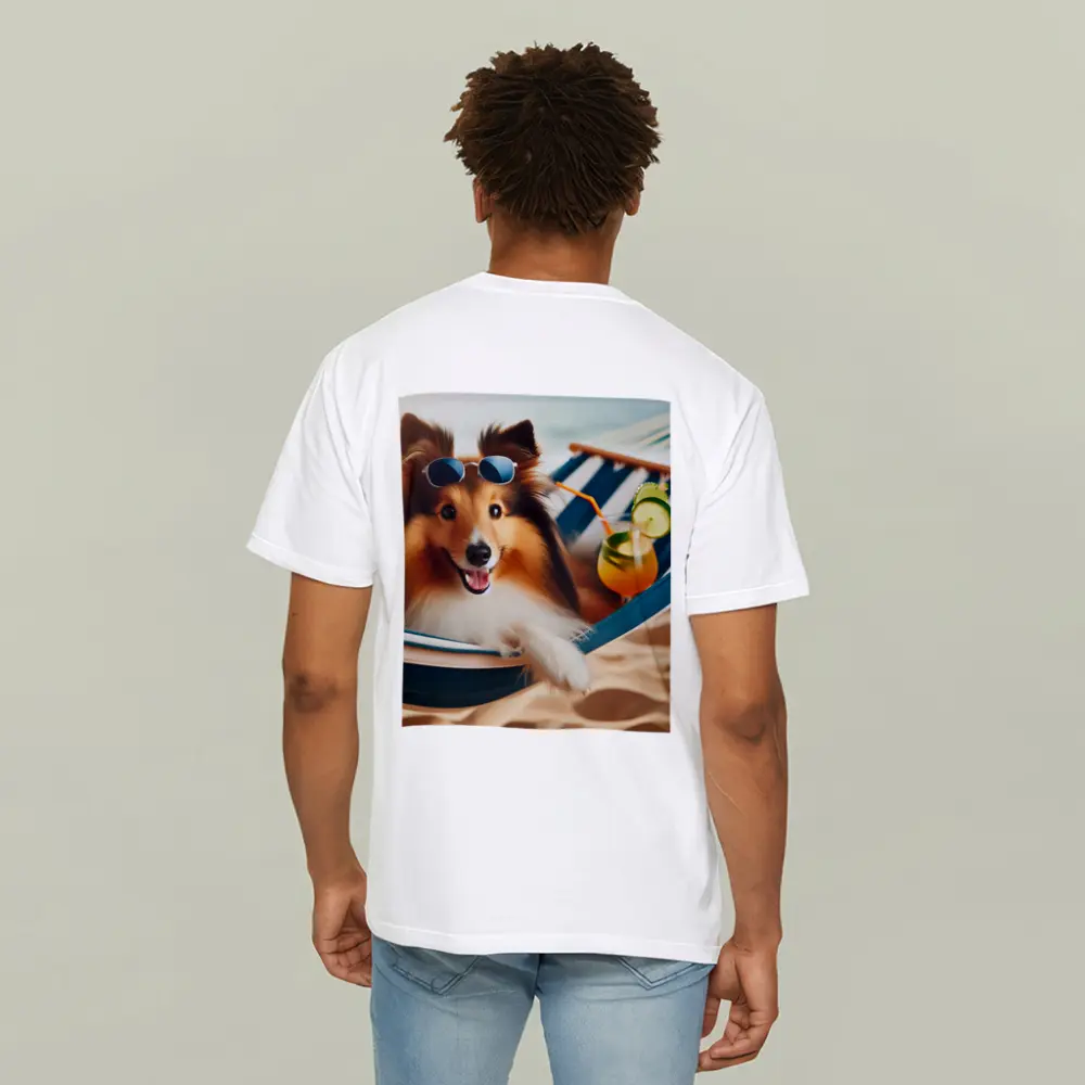 Shetland Sheepdog Relaxing on Beach Hammock – T-Shirts