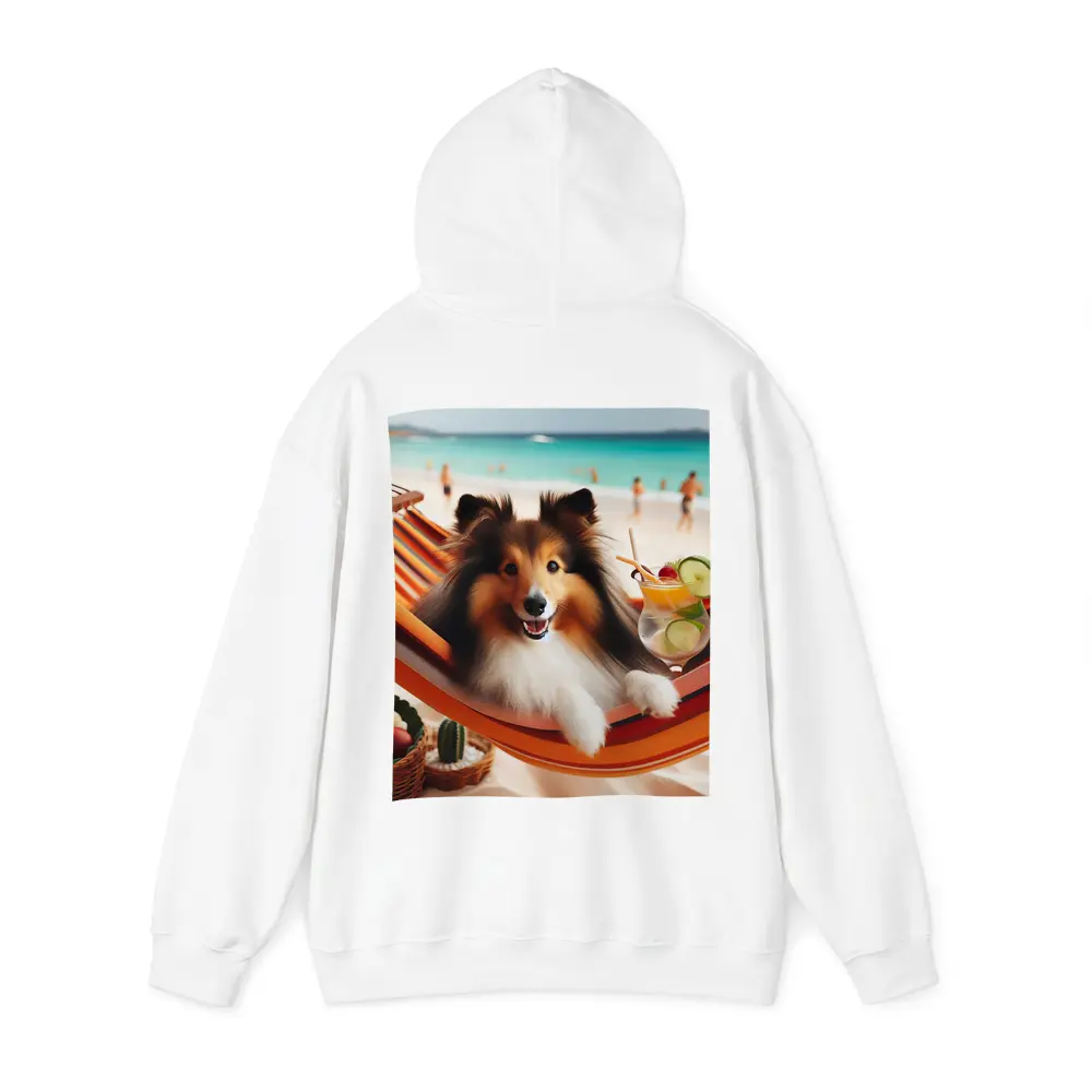 Shetland Sheepdog Relaxing on Beach Hammock – Hoodies