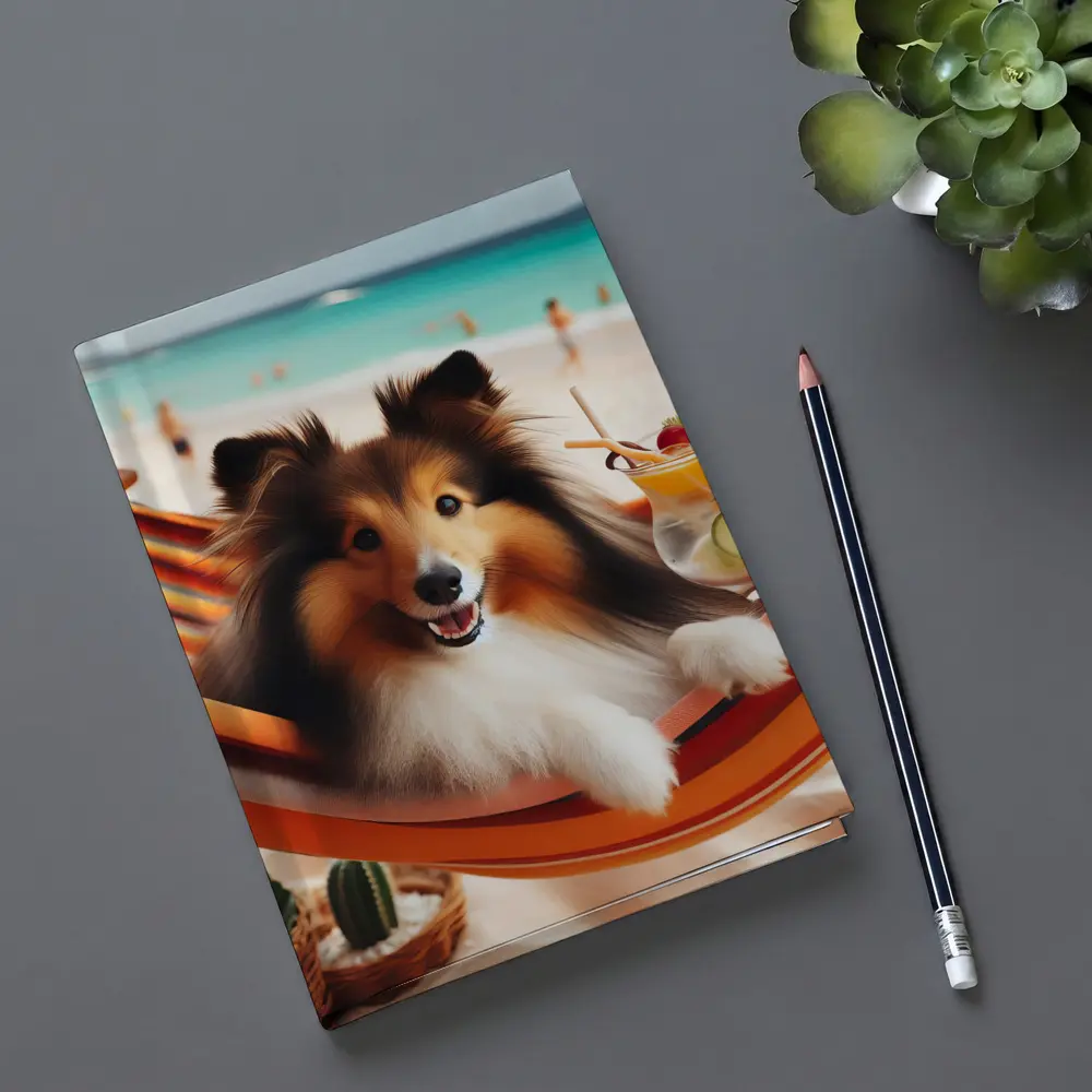 Shetland Sheepdog Relaxing on Beach Hammock – Notebooks