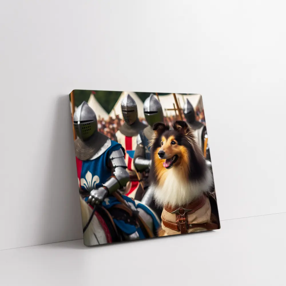 Rough Collie Dog Among Medieval Knights – Wall Art