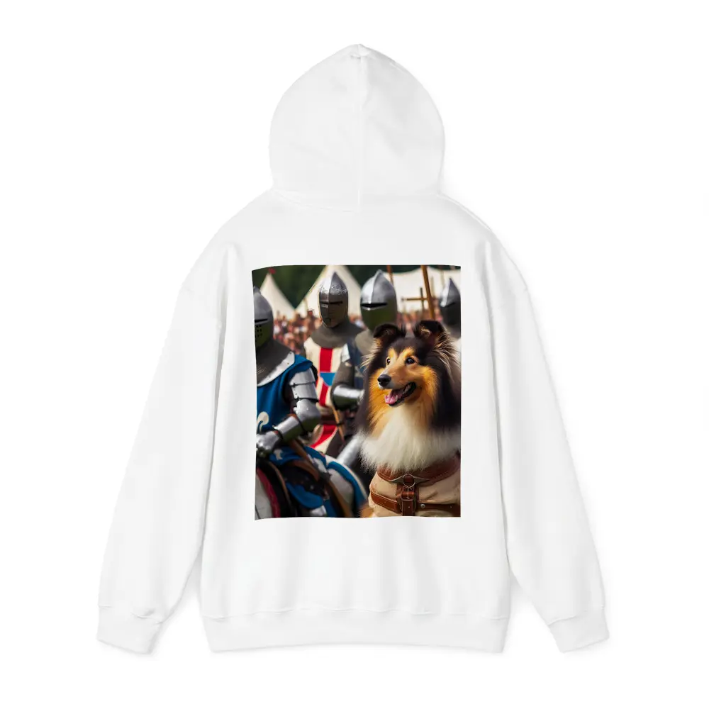 Rough Collie Dog Among Medieval Knights – Hoodies