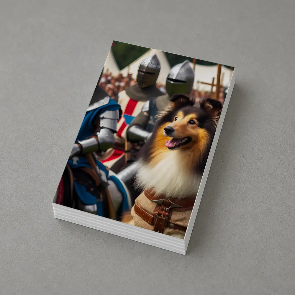 Rough Collie Dog Among Medieval Knights – Postcards