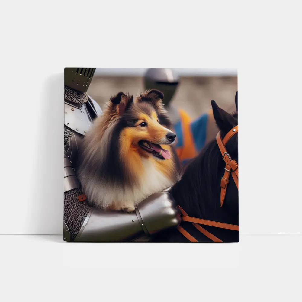 Shetland Sheepdog Knight Armor Medieval Horse – Wall Art