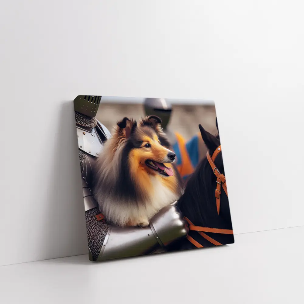 Shetland Sheepdog Knight Armor Medieval Horse – Wall Art