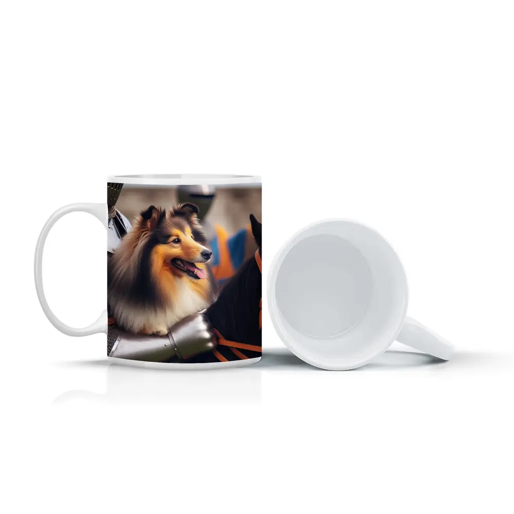 Shetland Sheepdog Knight Armor Medieval Horse – Mugs