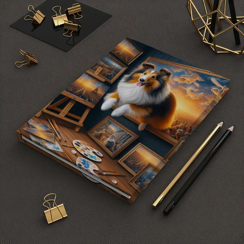 Shetland Sheepdog Artist Studio Surreal Painting – Notebooks
