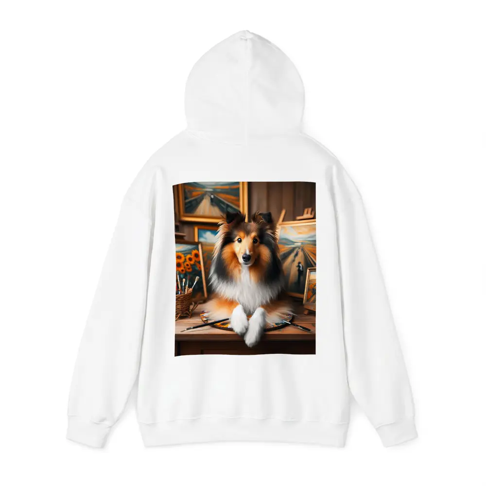 Shetland Sheepdog Artist Studio Painting Scene – Hoodies