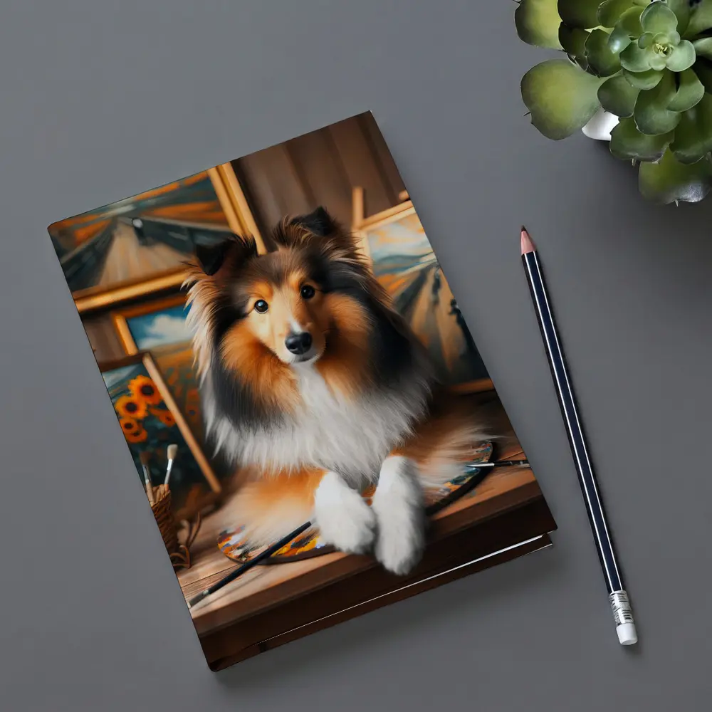 Shetland Sheepdog Artist Studio Painting Scene – Notebooks