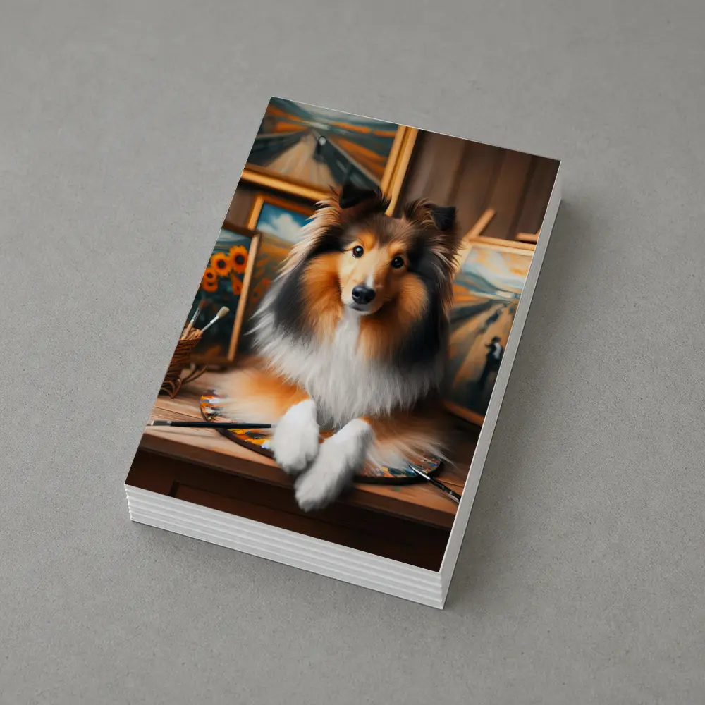 Shetland Sheepdog Artist Studio Painting Scene – Postcards