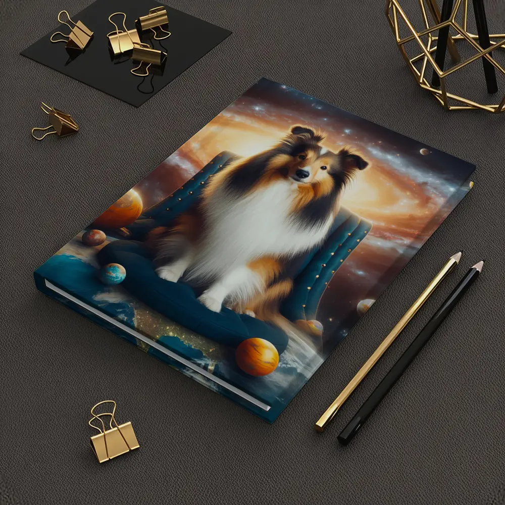 Collie Dog Sitting in Space Galaxy – Notebooks