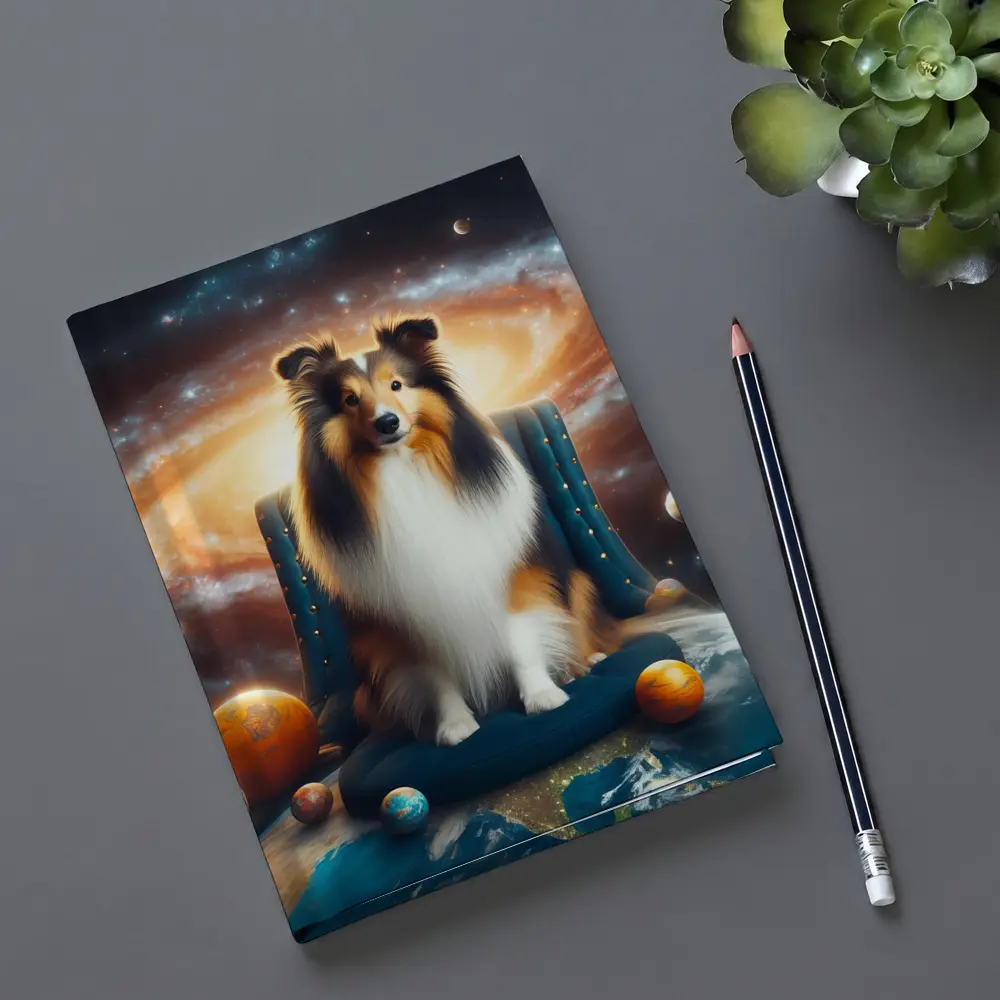 Collie Dog Sitting in Space Galaxy – Notebooks