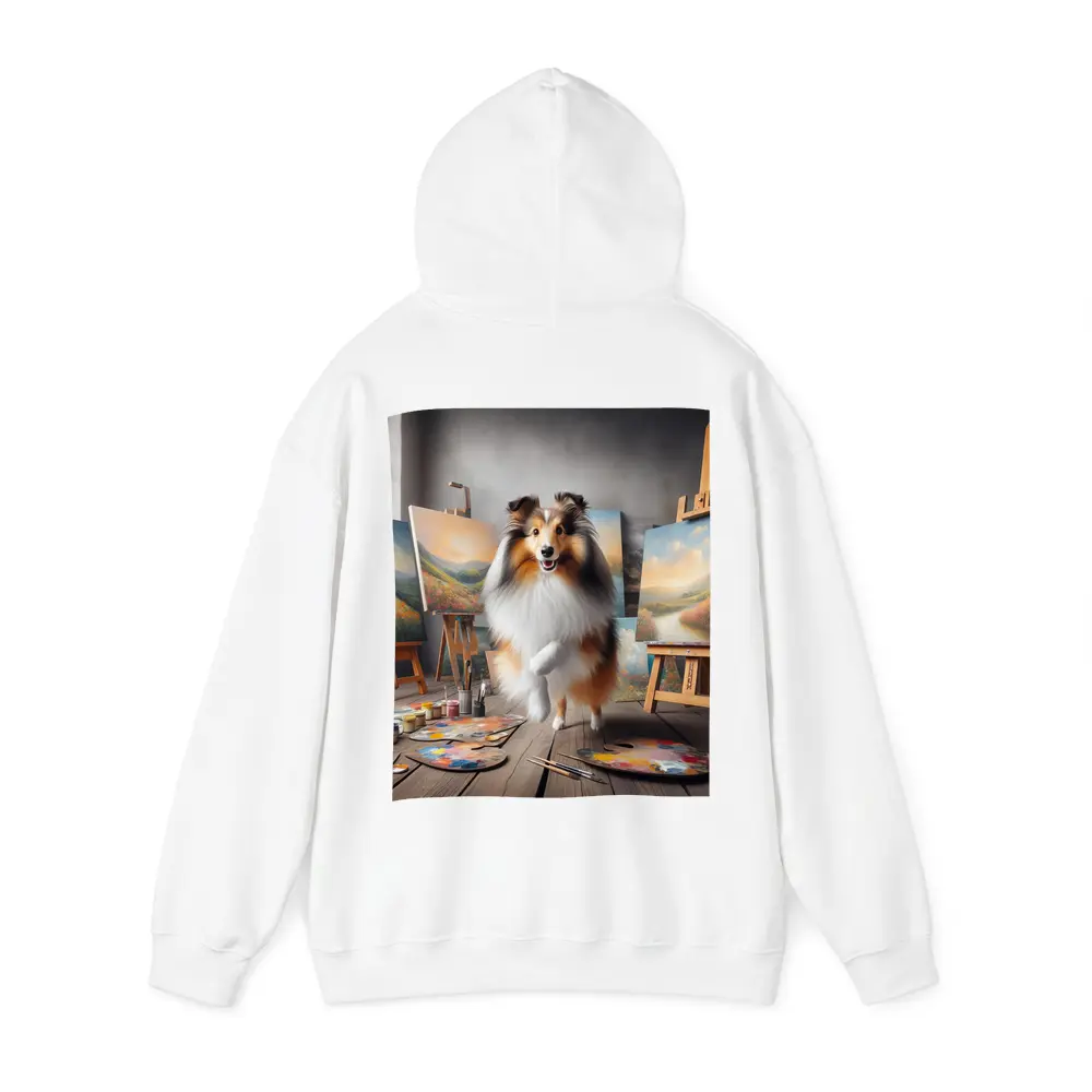 Shetland Sheepdog Artist Painting Studio Scene – Hoodies