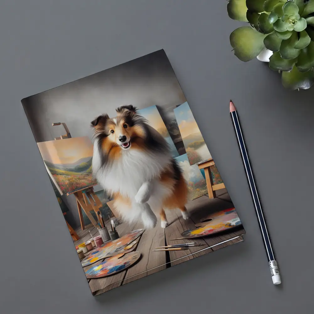 Shetland Sheepdog Artist Painting Studio Scene – Notebooks