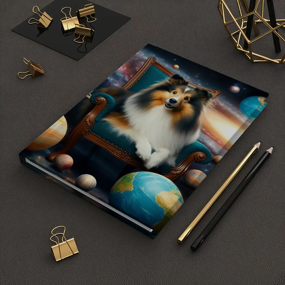 Shetland Sheepdog Sitting Space Galaxy Planets – Notebooks
