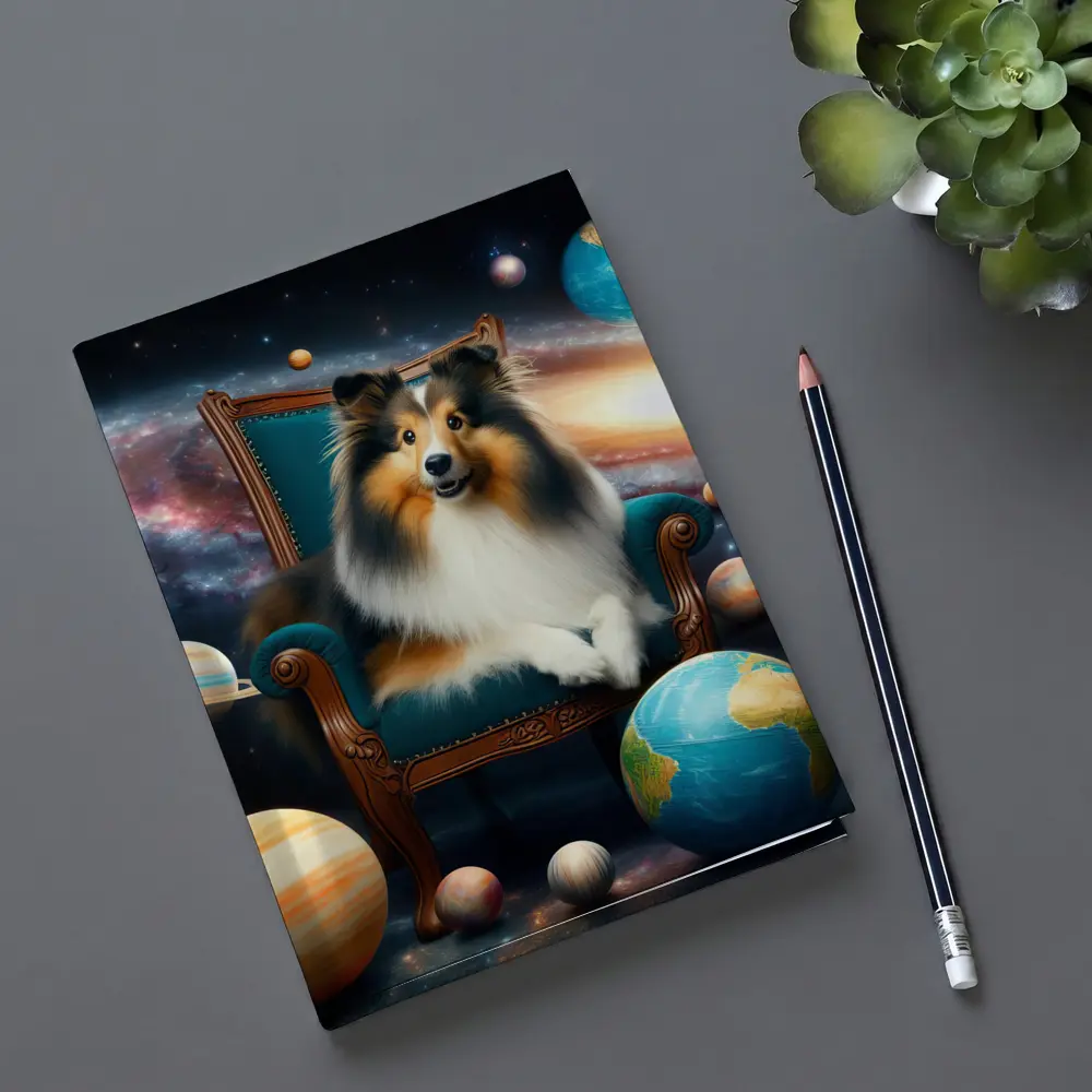 Shetland Sheepdog Sitting Space Galaxy Planets – Notebooks
