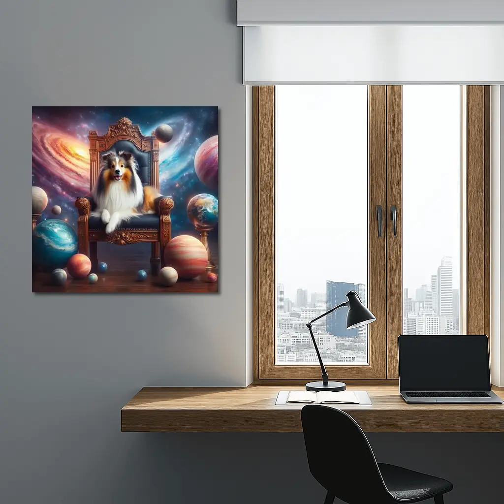 Shetland Sheepdog Sitting on Throne Space – Wall Art