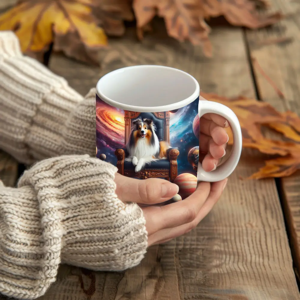 Shetland Sheepdog Sitting on Throne Space – Mugs