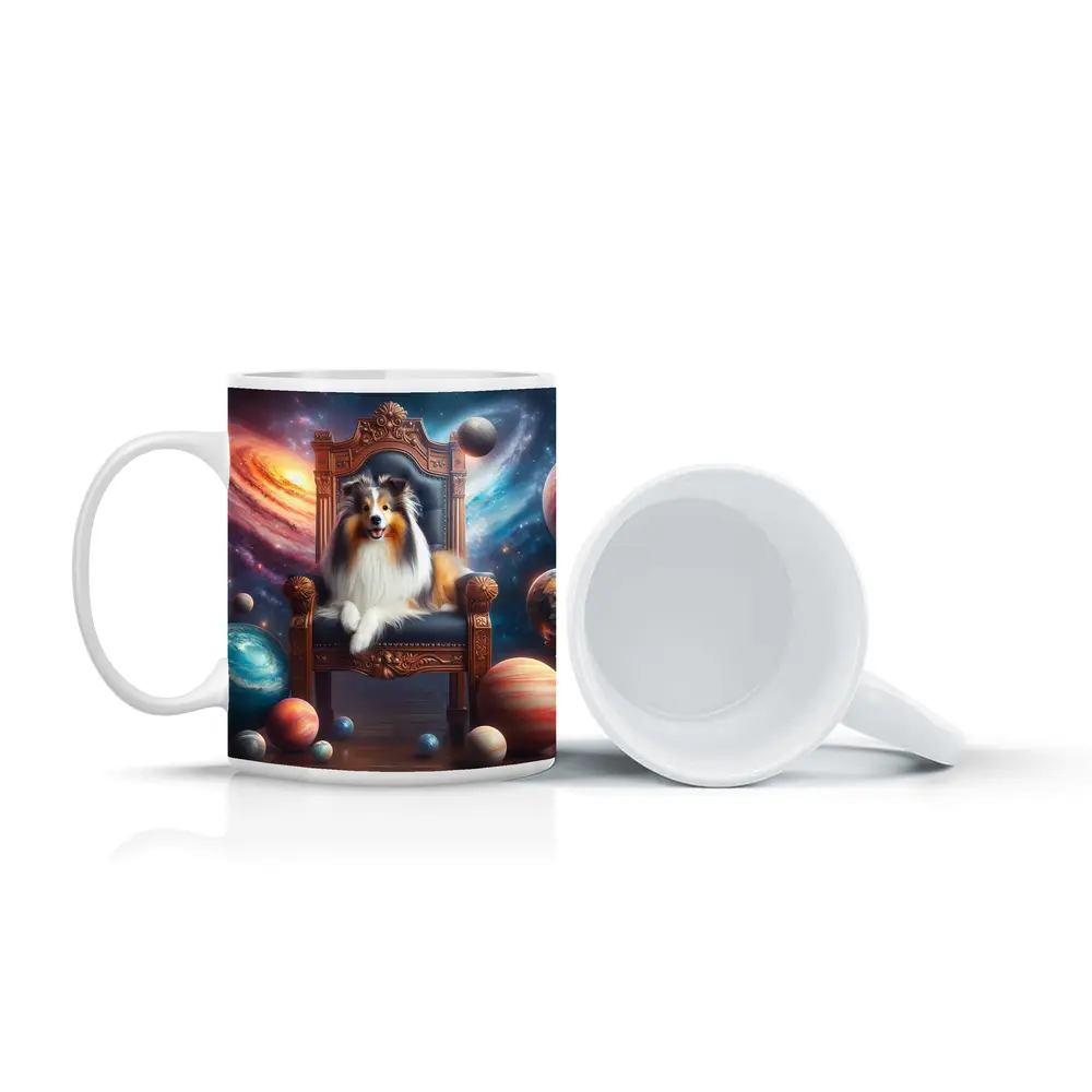 Shetland Sheepdog Sitting on Throne Space – Mugs