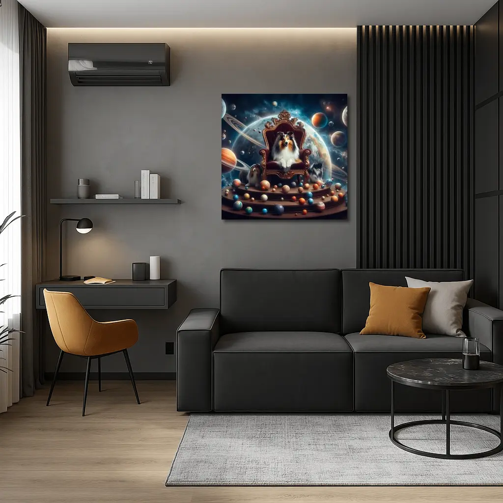 Shetland Sheepdog King Throne Space Planets – Wall Art