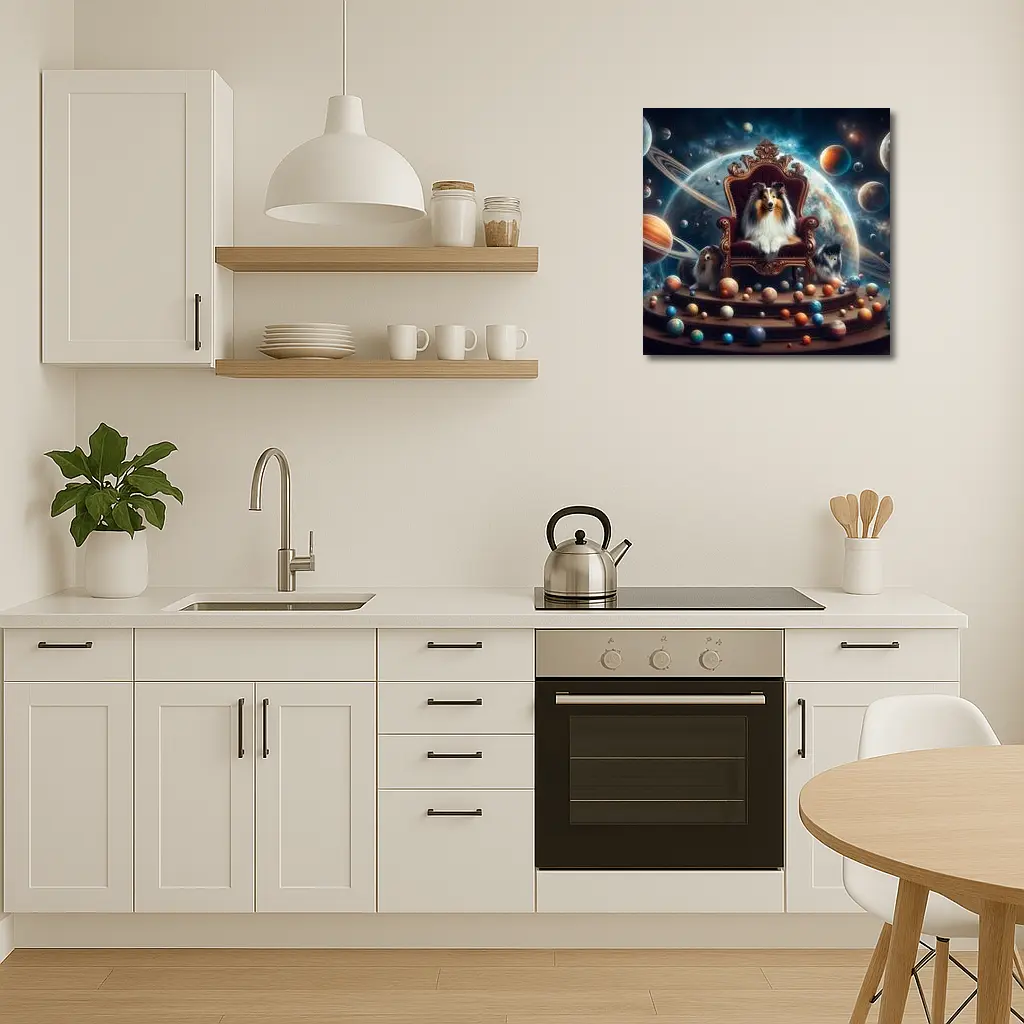 Shetland Sheepdog King Throne Space Planets – Wall Art
