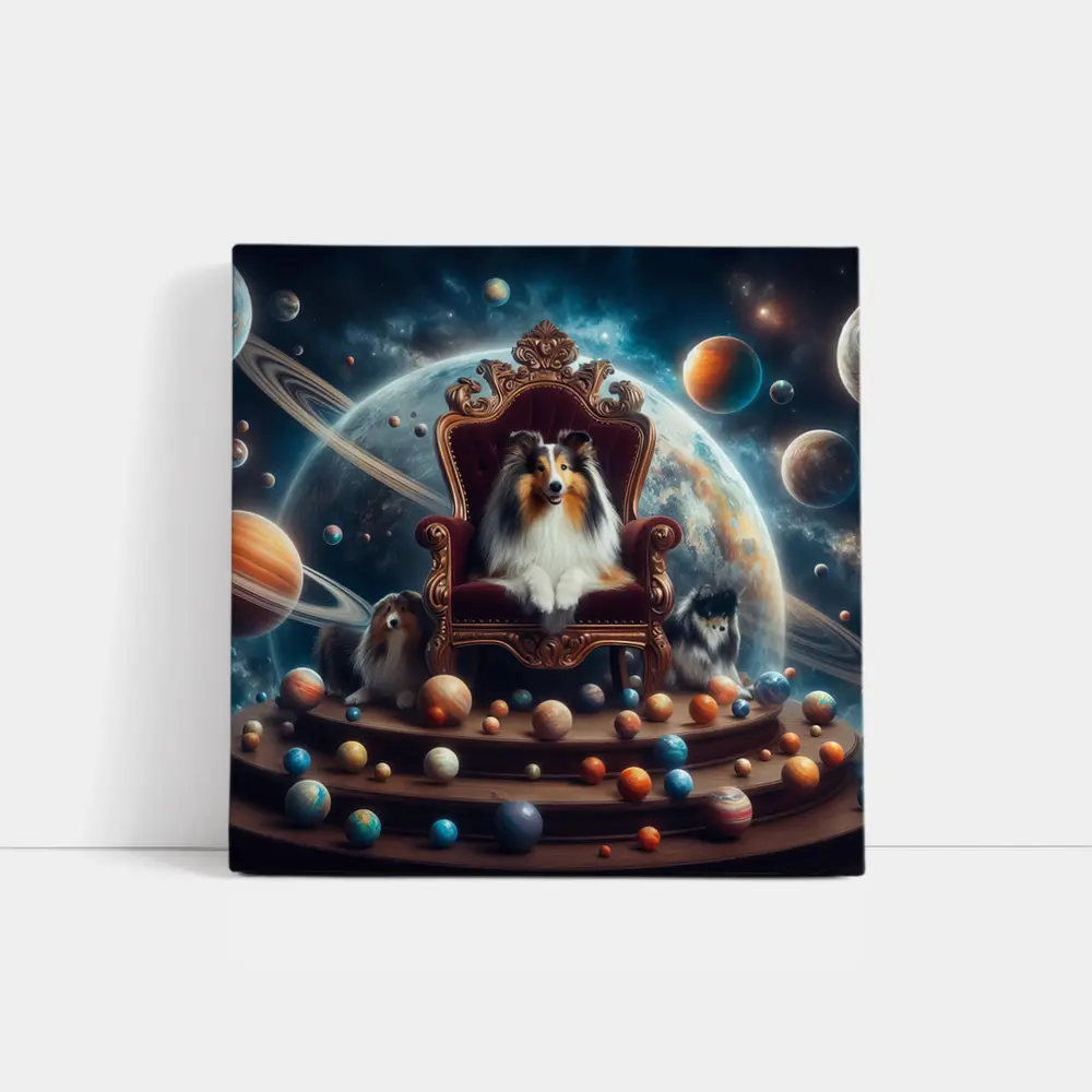 Shetland Sheepdog King Throne Space Planets – Wall Art