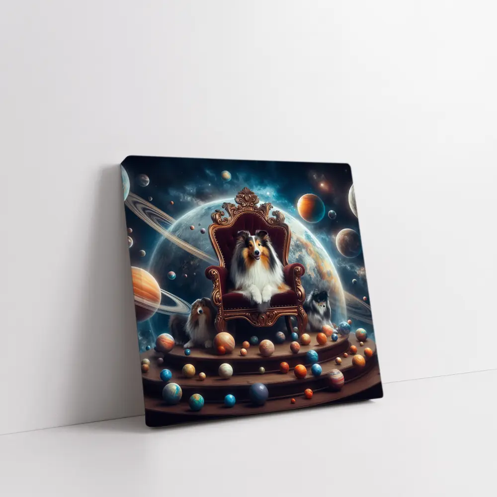 Shetland Sheepdog King Throne Space Planets – Wall Art