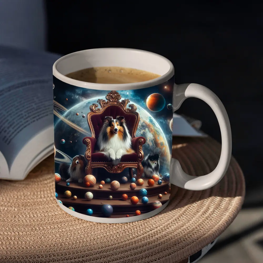 Shetland Sheepdog King Throne Space Planets – Mugs