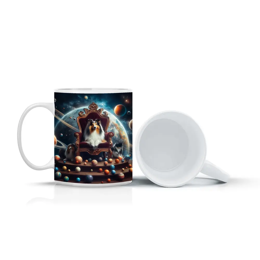 Shetland Sheepdog King Throne Space Planets – Mugs