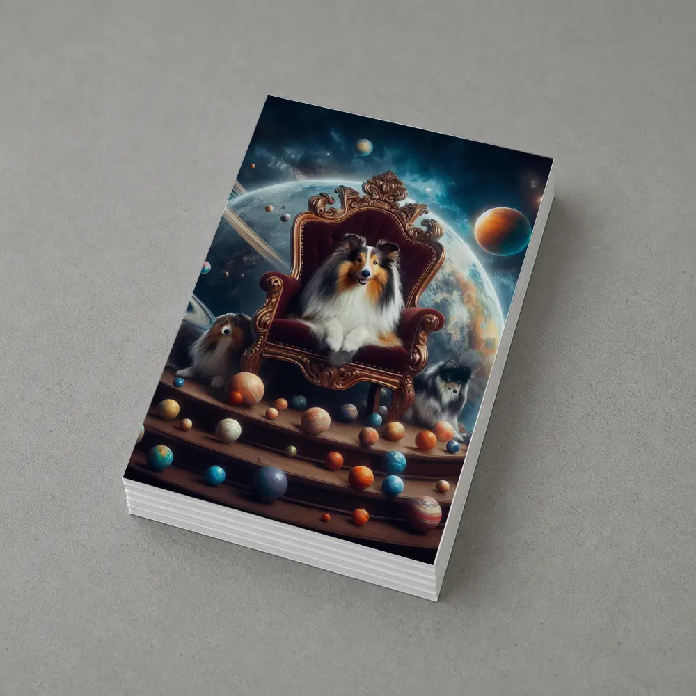 Shetland Sheepdog King Throne Space Planets – Postcards