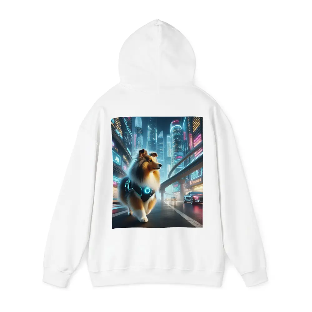 Shetland Sheepdog Cyberpunk Neon City Street – Hoodies