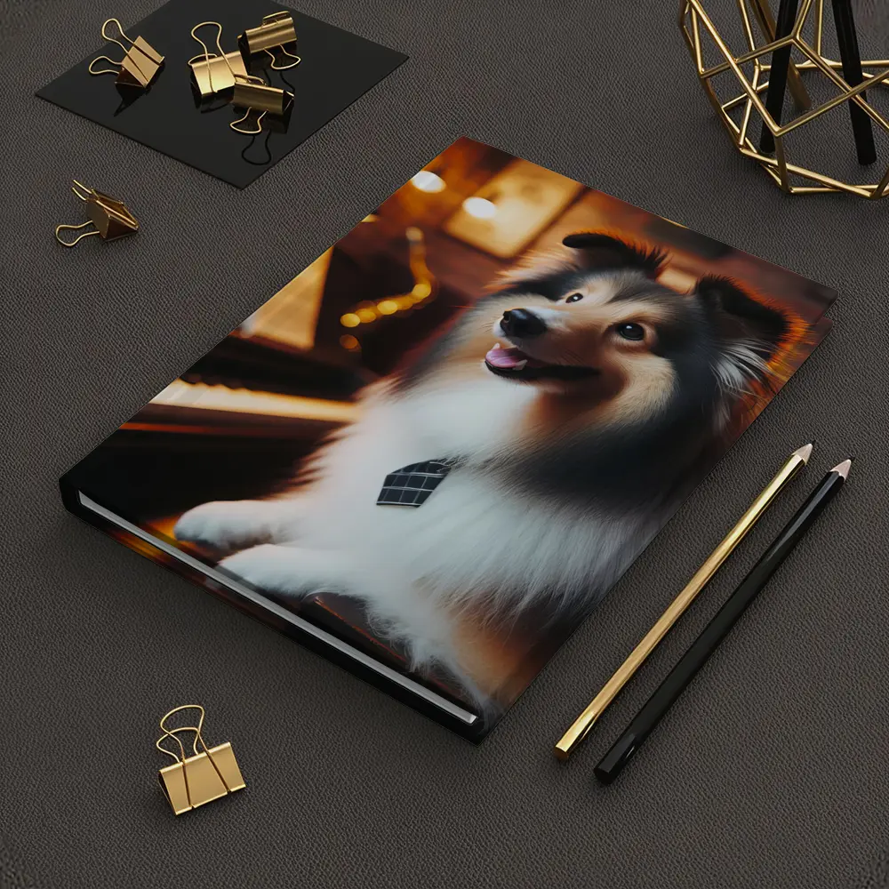 Shetland Sheepdog Playing Piano Cozy Room – Notebooks