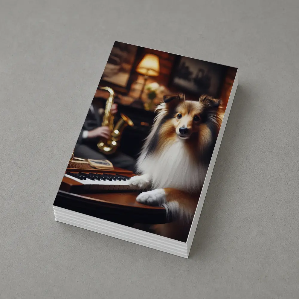 Shetland Sheepdog Jazz Lounge Saxophone Music – Postcards
