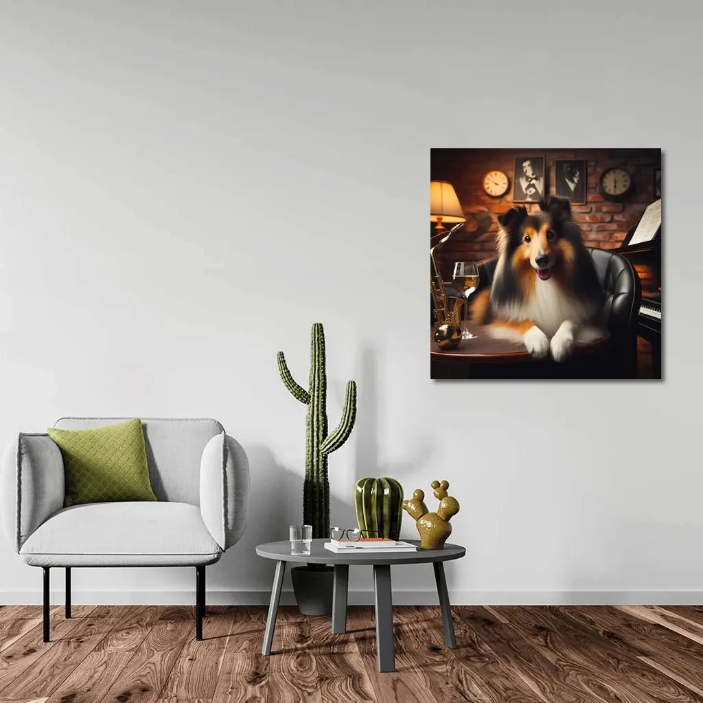 Collie Dog Jazz Club Brick Wall – Wall Art