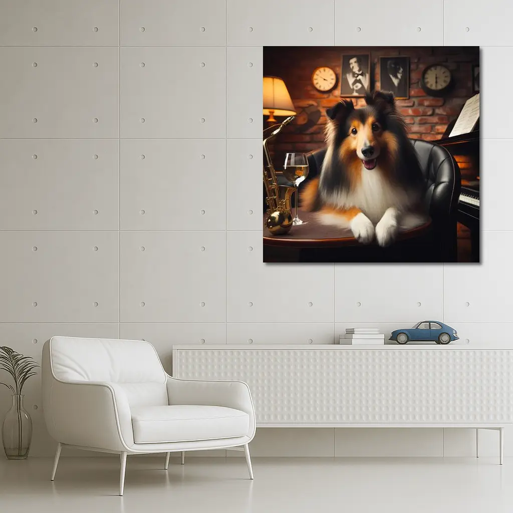 Collie Dog Jazz Club Brick Wall – Wall Art