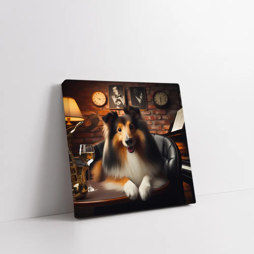 Collie Dog Jazz Club Brick Wall – Wall Art