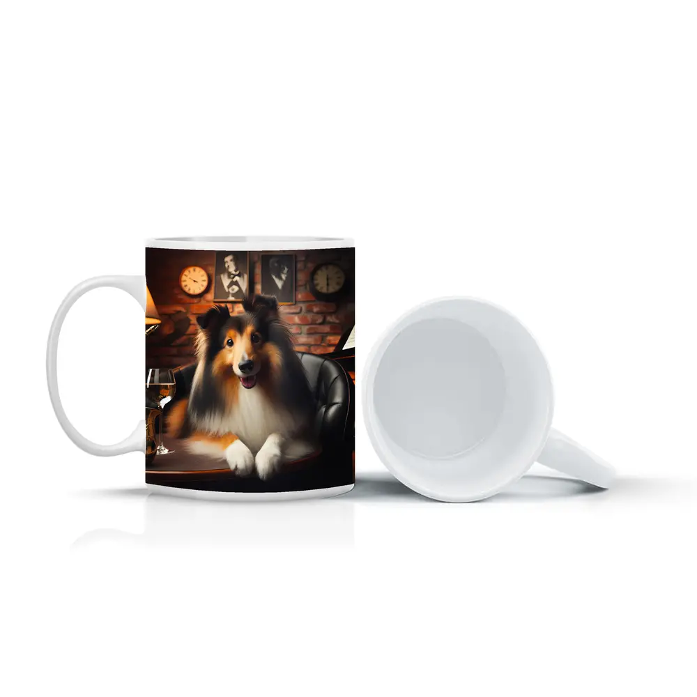 Collie Dog Jazz Club Brick Wall – Mugs
