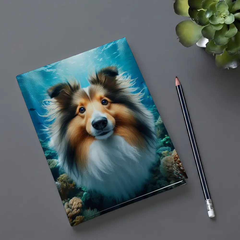 Shetland Sheepdog Underwater Coral Reef Scene – Notebooks