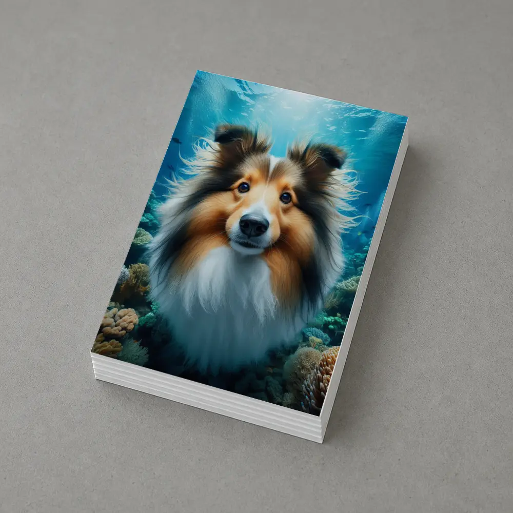 Shetland Sheepdog Underwater Coral Reef Scene – Postcards