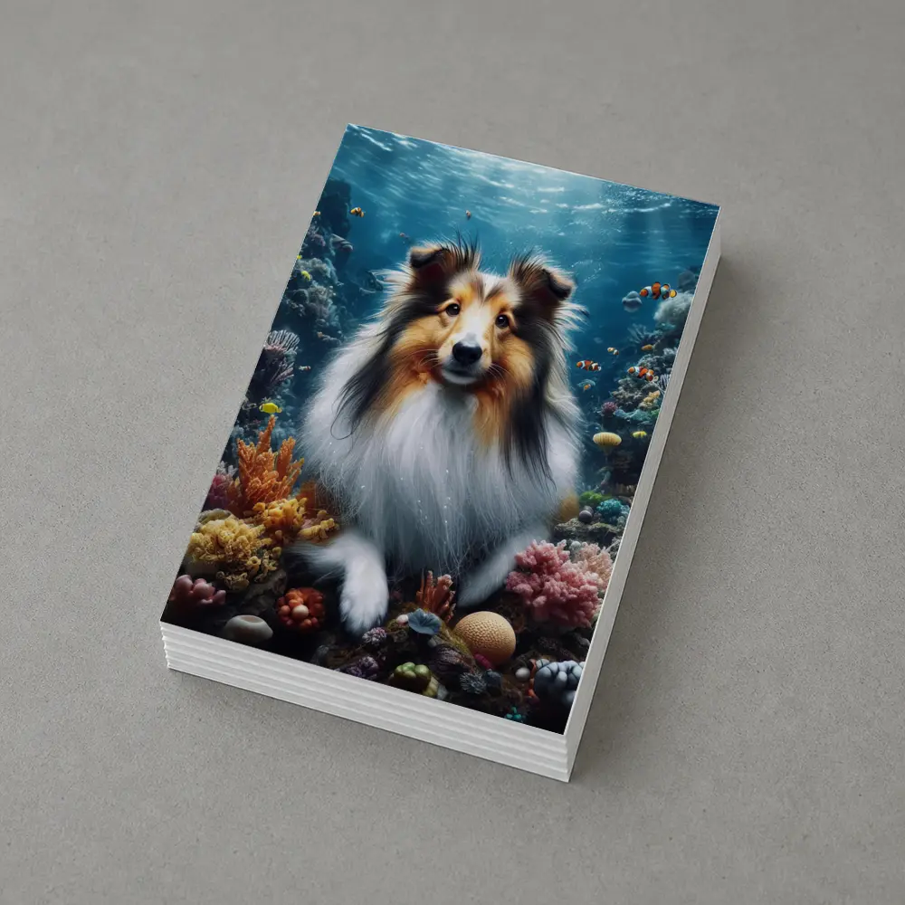 Rough Collie Dog Underwater Coral Reef Scene – Postcards