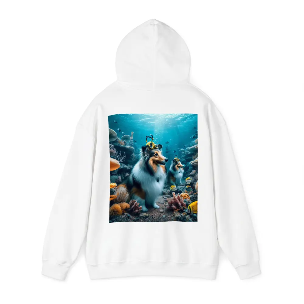 Shetland Sheepdog Diving Underwater Coral Reef – Hoodies