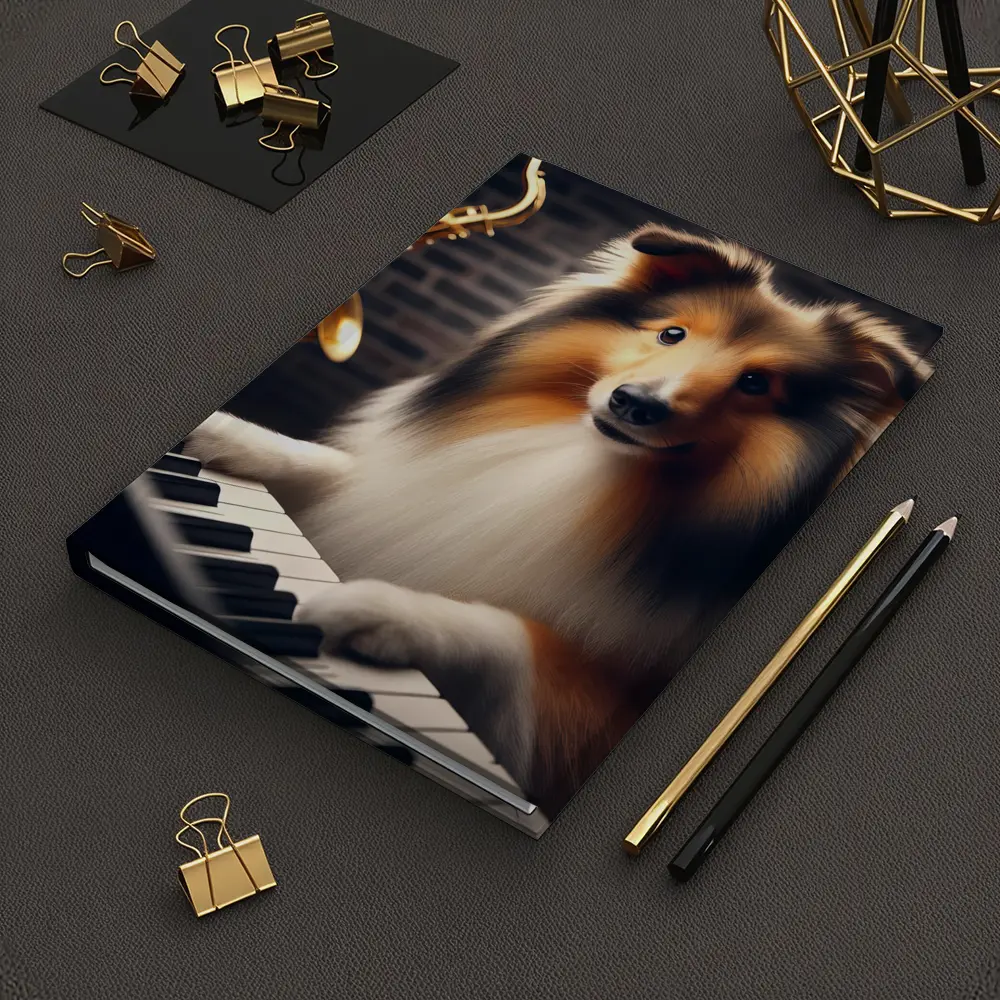 Rough Collie Playing Piano With Saxophone – Notebooks