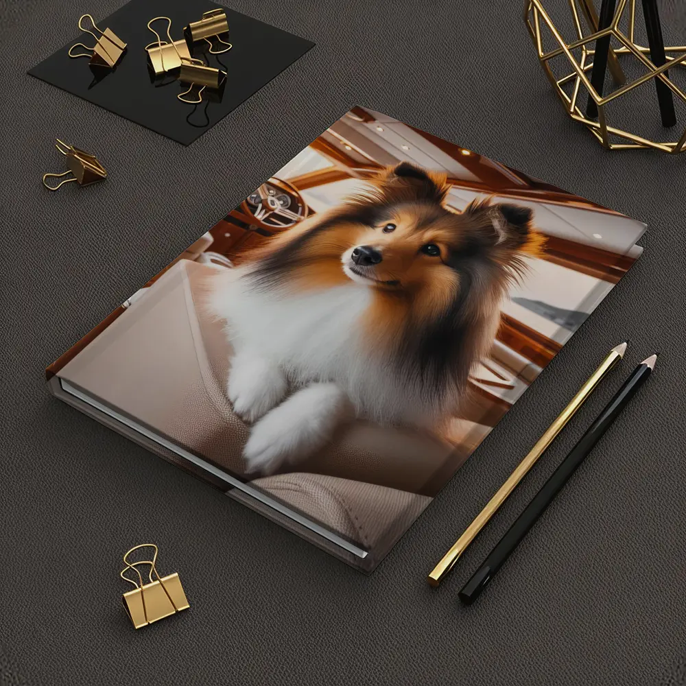 Shetland Sheepdog Relaxing Inside Luxury Yacht – Notebooks