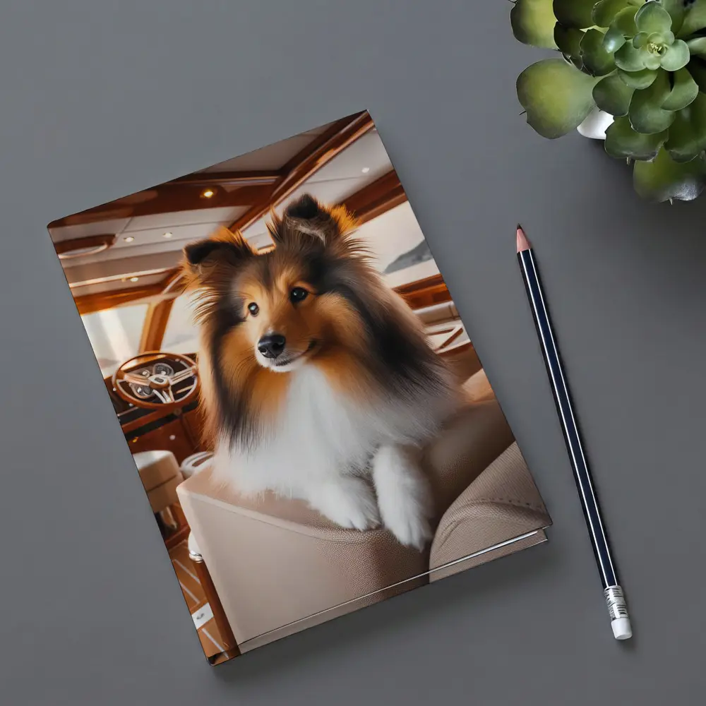 Shetland Sheepdog Relaxing Inside Luxury Yacht – Notebooks