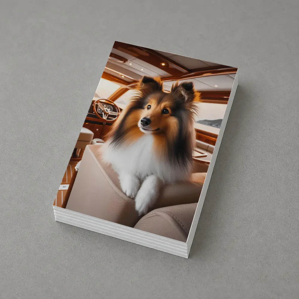 Shetland Sheepdog Relaxing Inside Luxury Yacht – Postcards