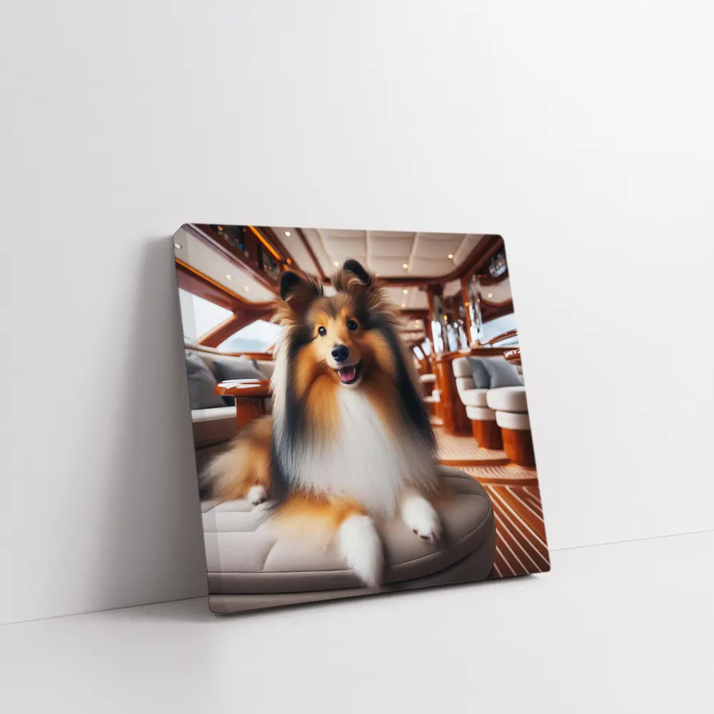 Shetland Sheepdog Relaxing Inside Luxury Yacht – Wall Art