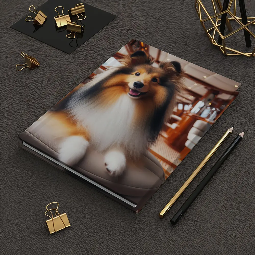 Shetland Sheepdog Relaxing Inside Luxury Yacht – Notebooks