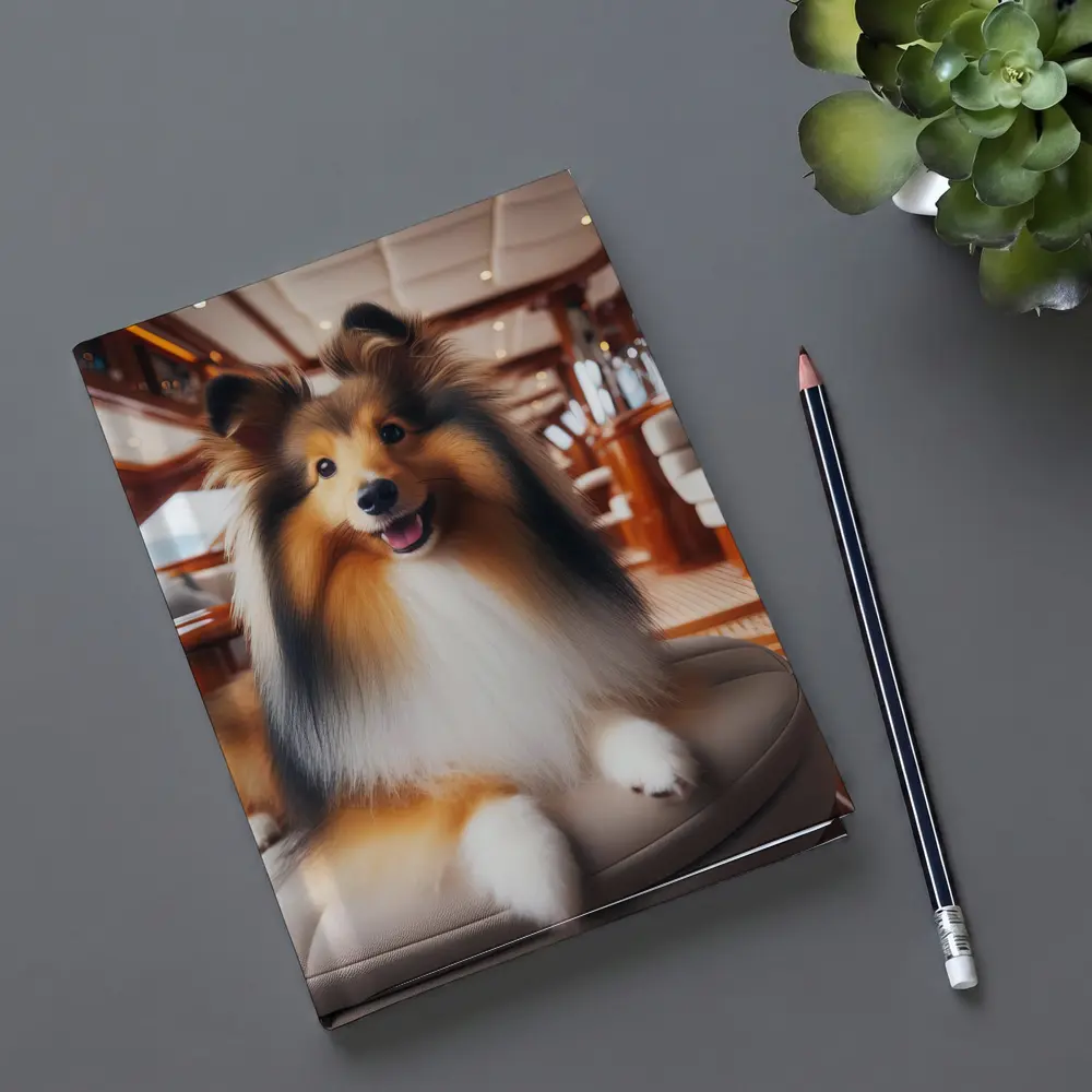 Shetland Sheepdog Relaxing Inside Luxury Yacht – Notebooks