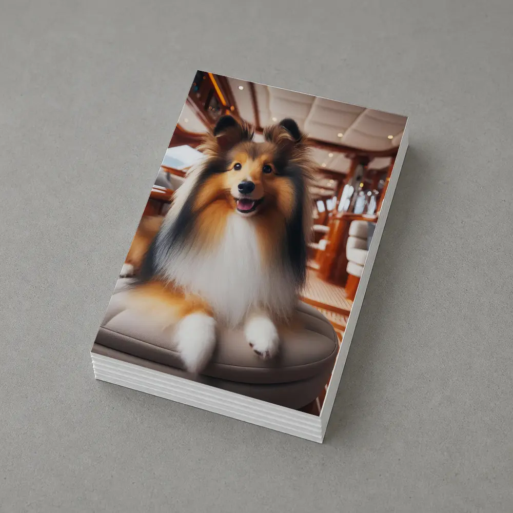 Shetland Sheepdog Relaxing Inside Luxury Yacht – Postcards